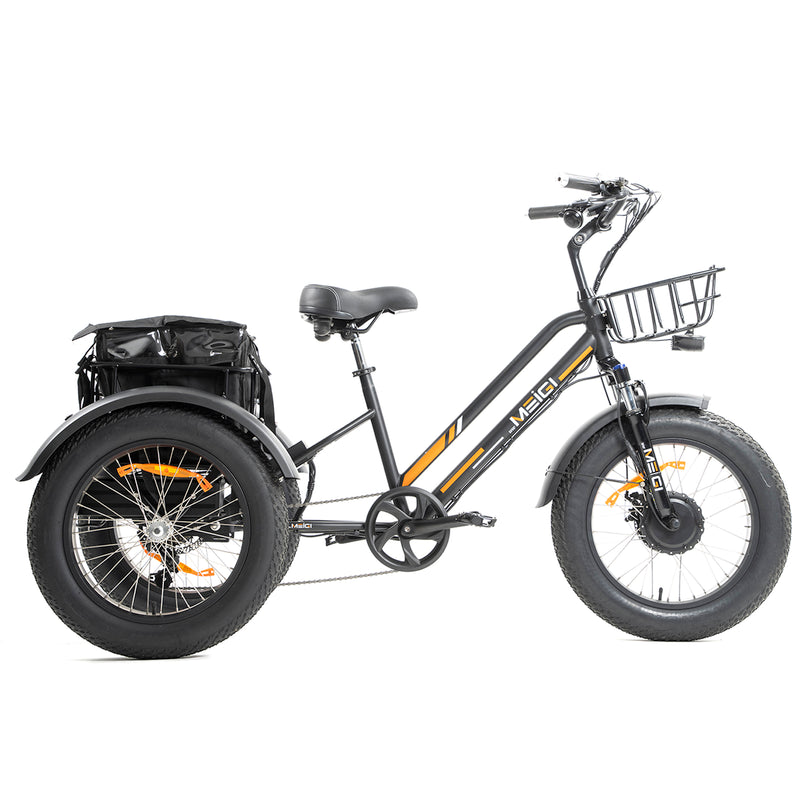3 wheel chopper bicycle Dwmeigi 20" 7-Speed Electric Tricycle with Front and Rear Baskets