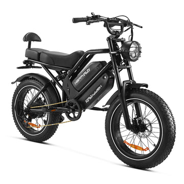 HappyRun G70 Dual Battery Electric Cargo Bike Utility Black / Without Rear Rack