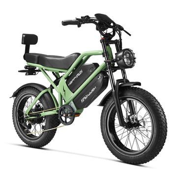 HappyRun G70 Dual Battery Electric Cargo Bike Utility Green / With Rear Rack