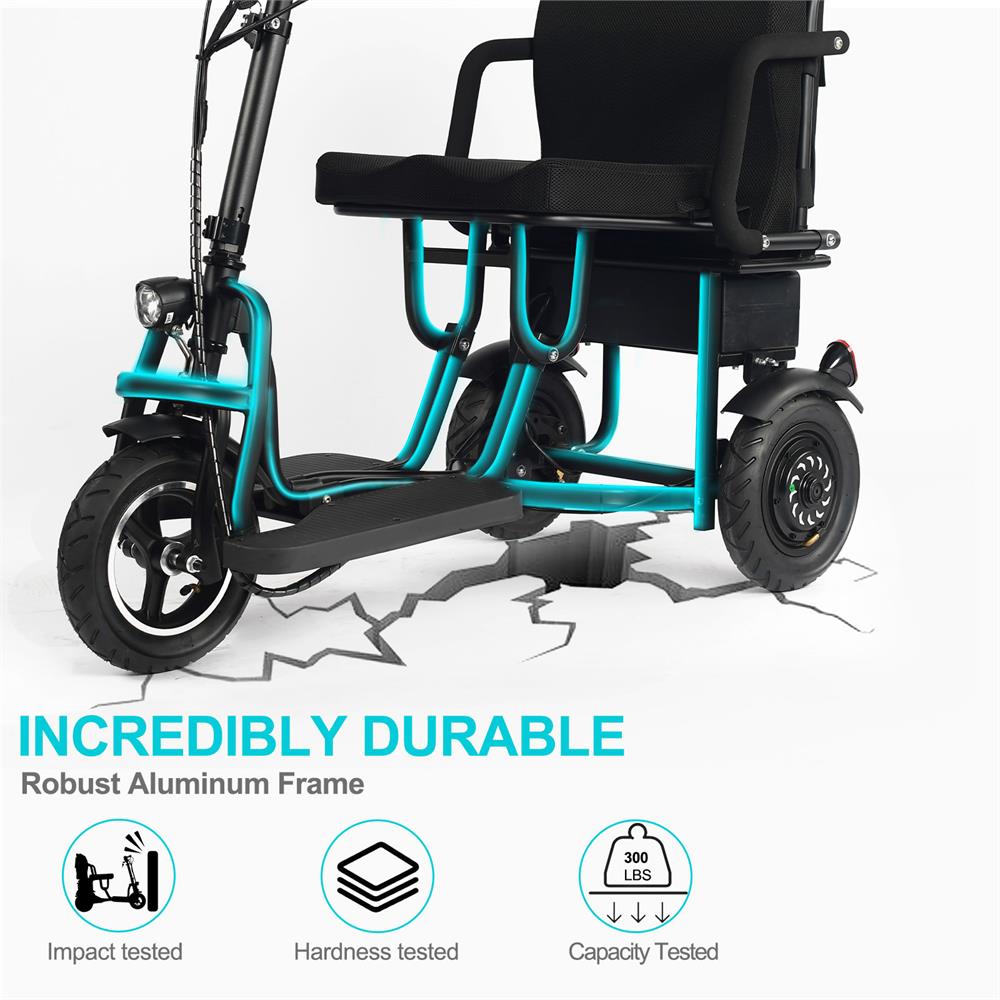 MotoTec Folding Mobility Electric Trike 48V/10Ah 700W – Electric