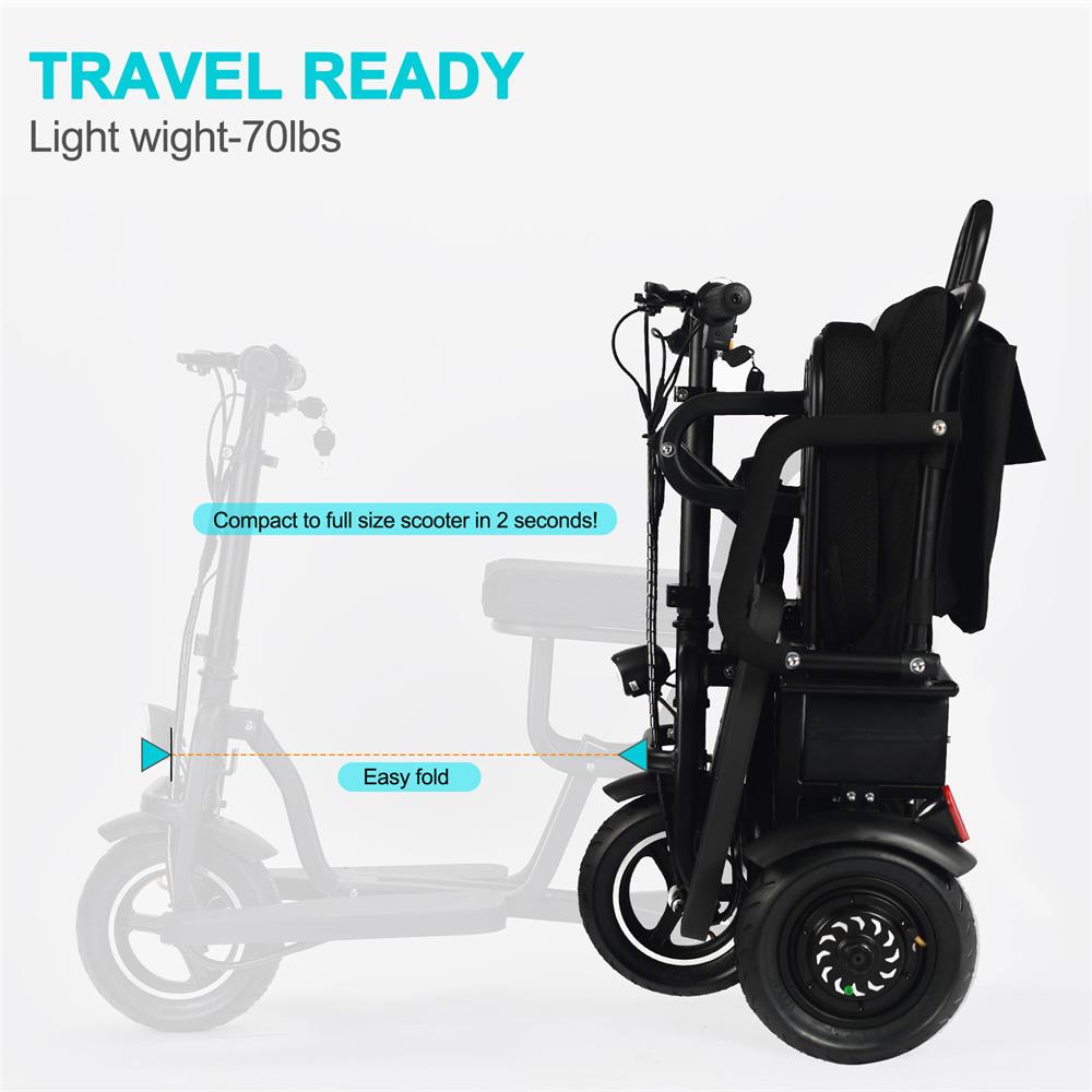 MotoTec Folding Mobility Electric Trike 48V/10Ah 700W – Electric